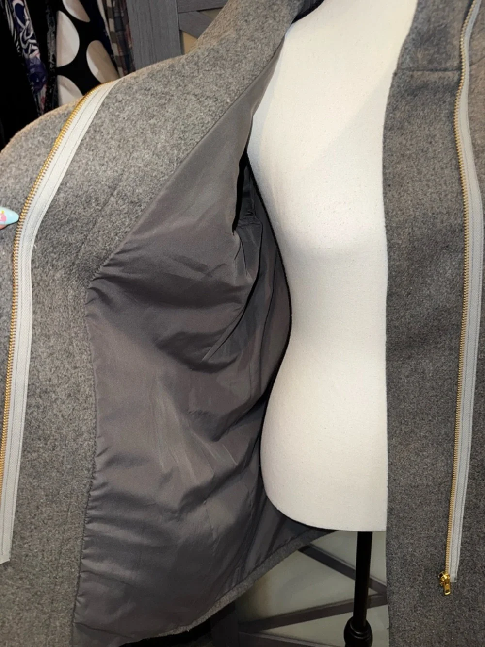 J. Crew Mercantile Gray Wool-Blend Stand Collar Pea Coat - Picture 10 of 16